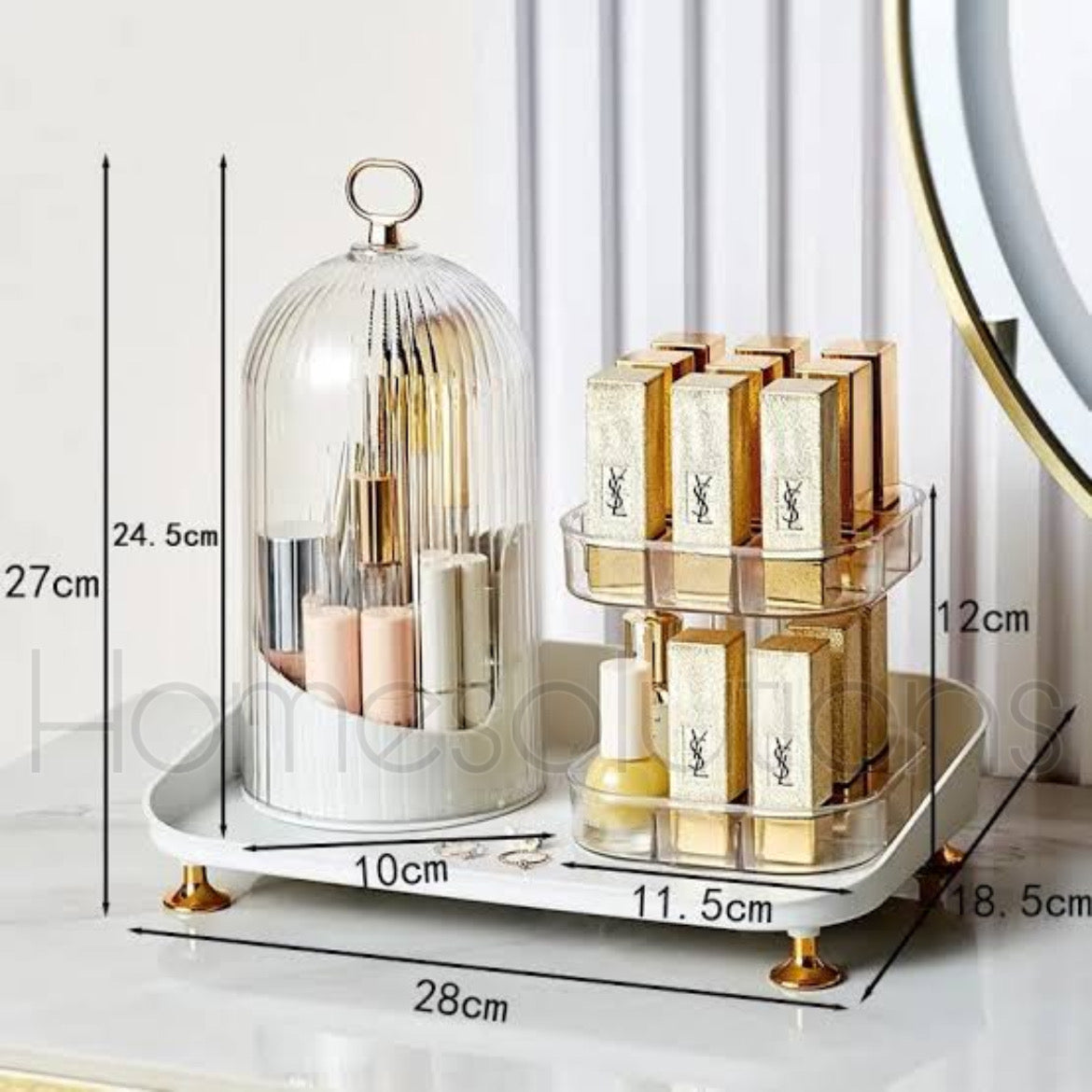 WNIDEO 360 Rotating Makeup & Vanity Organizer Stand with Tray