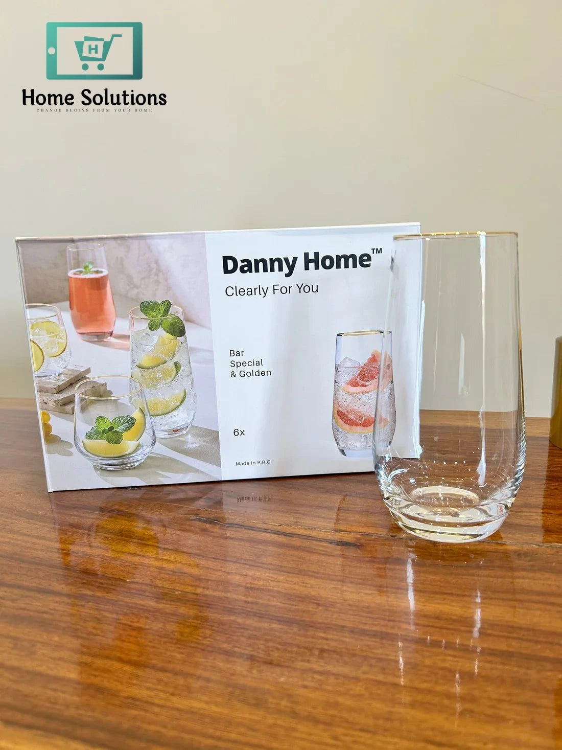 Danny Home Luxe Golden Bar Glass Set 6Pcs (550ml)