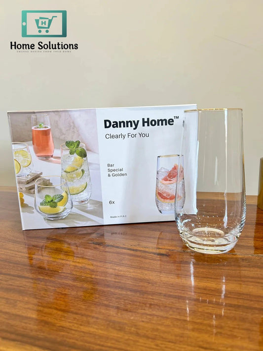 Danny Home Luxe Golden Bar Glass Set 6Pcs (550ml)