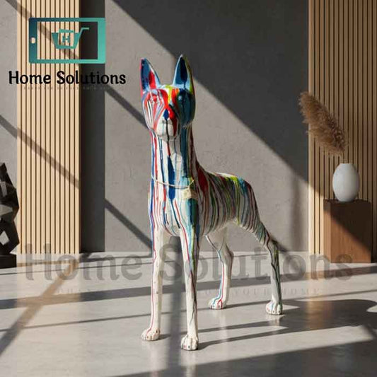 Vibrant Drip Art Dog Statue | Abstract Canine Decor