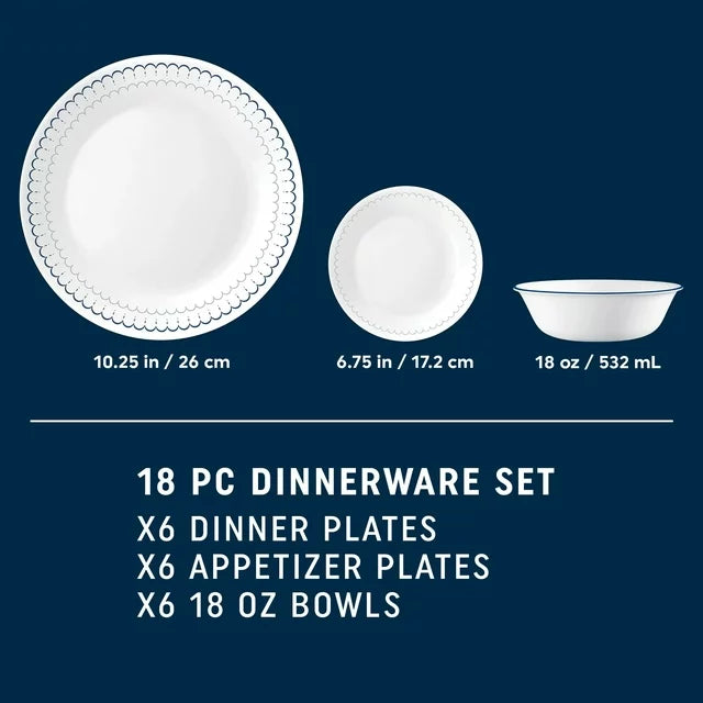 Corelle Caspian Lace 18-Piece Dinnerware Set