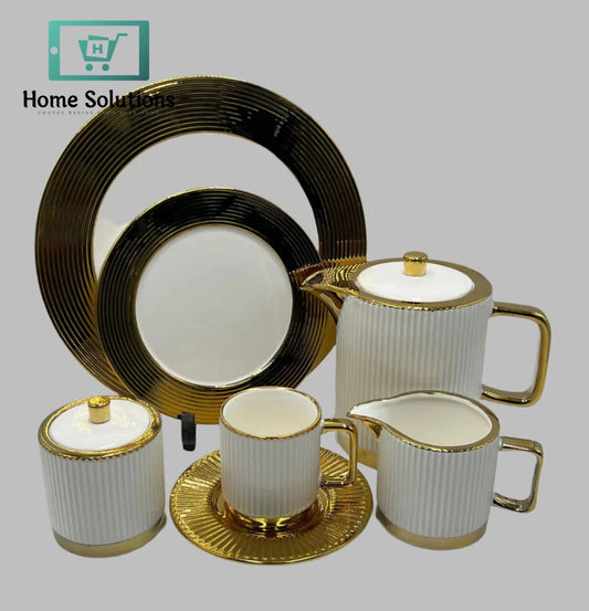 Colourful 24-Piece Tea Set – Elegant Multicolor Cups & Saucers for Stylish Serving