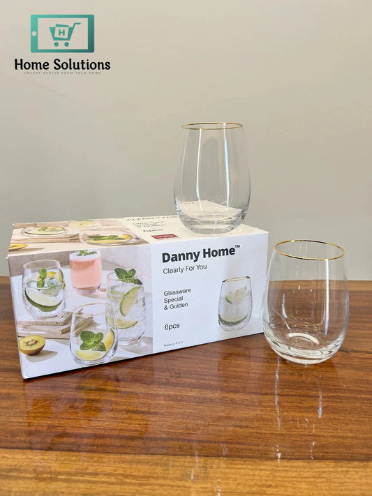 Danny Home Regal Golden Bar Glass Set 6Pcs (450ml)