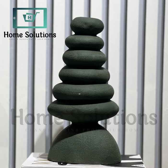 Stacked Stone Candle Holders 3Pcs - Moss Green Decor