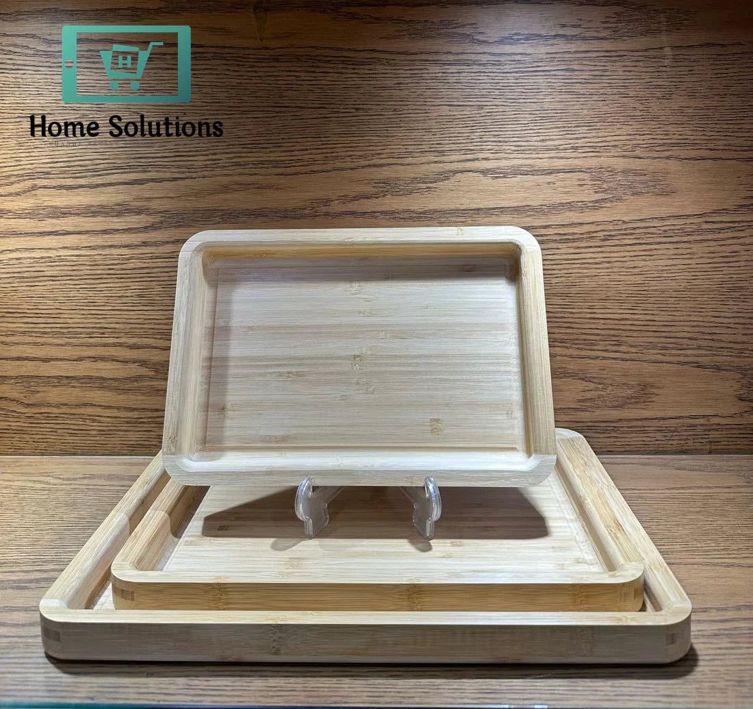 Bamboo Wooden Serving Tray with Easy-Grip Handles