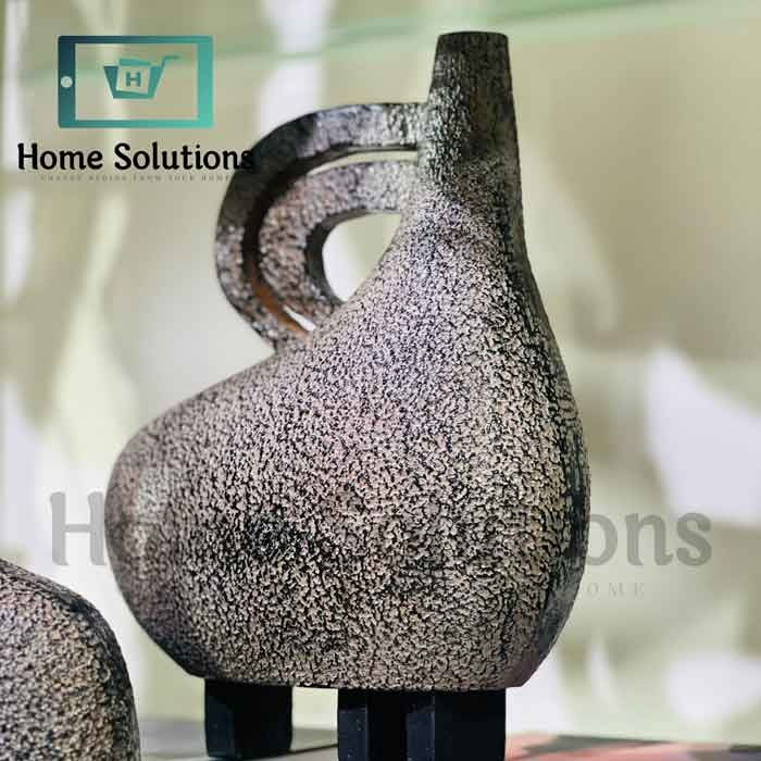Pharaoh's Embrace Vases 2pcs - Artisanal Bronze Textured Decor