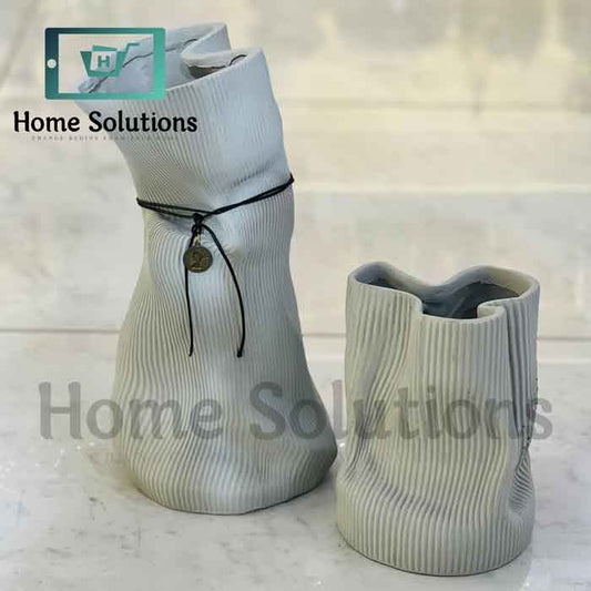Grey Textured Modern Decorative Vase