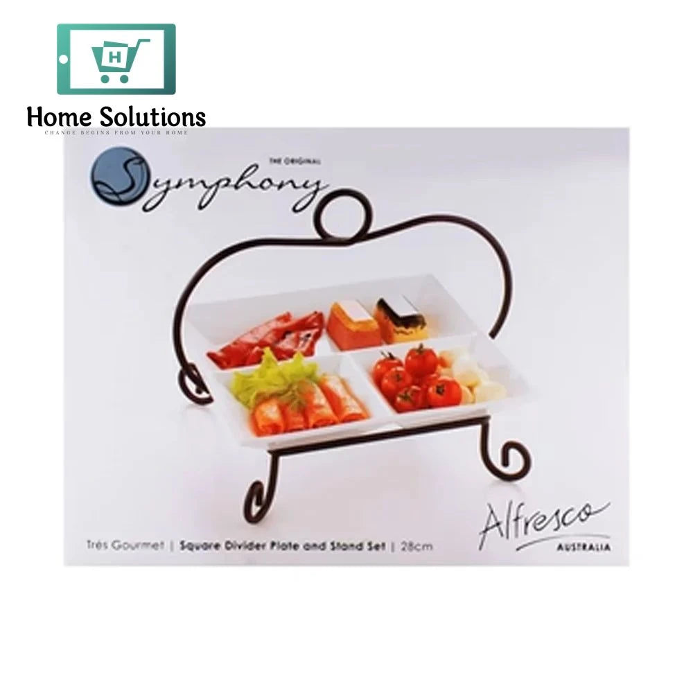 Symphony Square Divider Plate & Stand Set