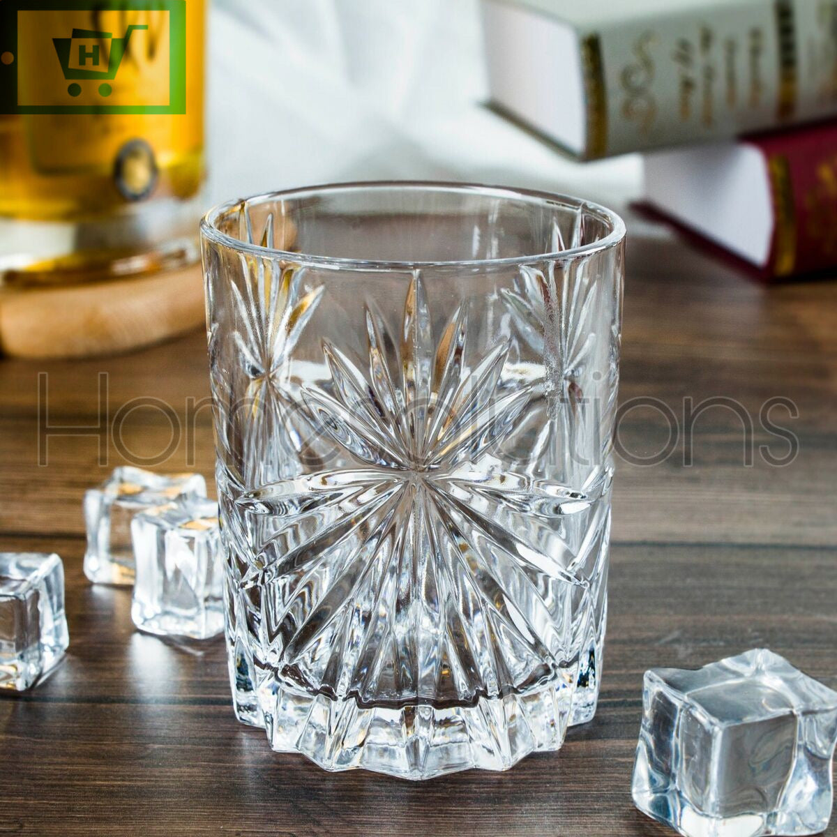 Pinwheel Cut Chinese Crystal Drink Glass Set of 6