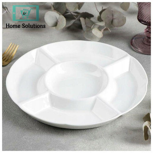 Wilmax England Fine Porcelain Divided Round Dish 10 Inch