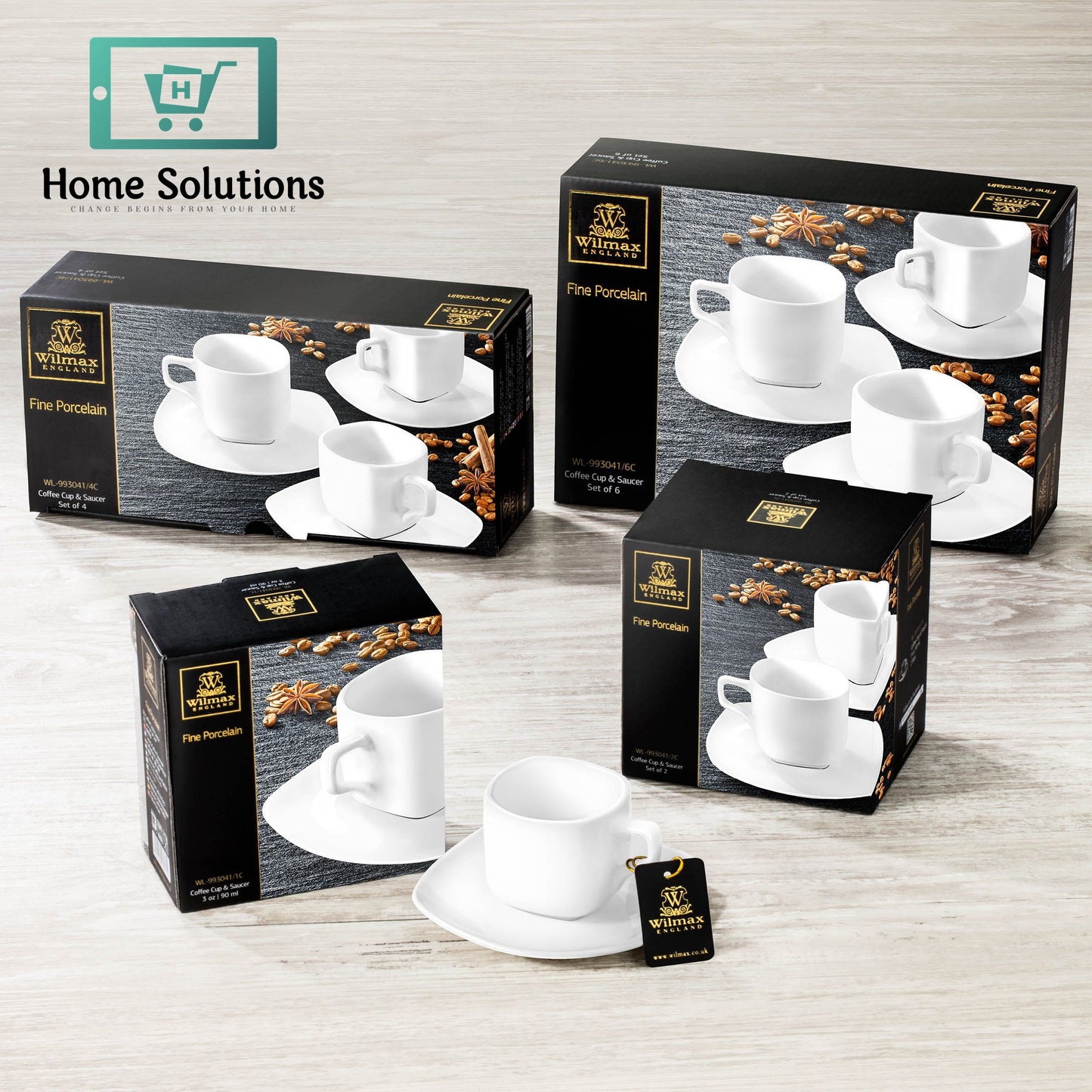Wilmax England Fine Porcelain Espresso Cup & Saucer Set – 90 ml