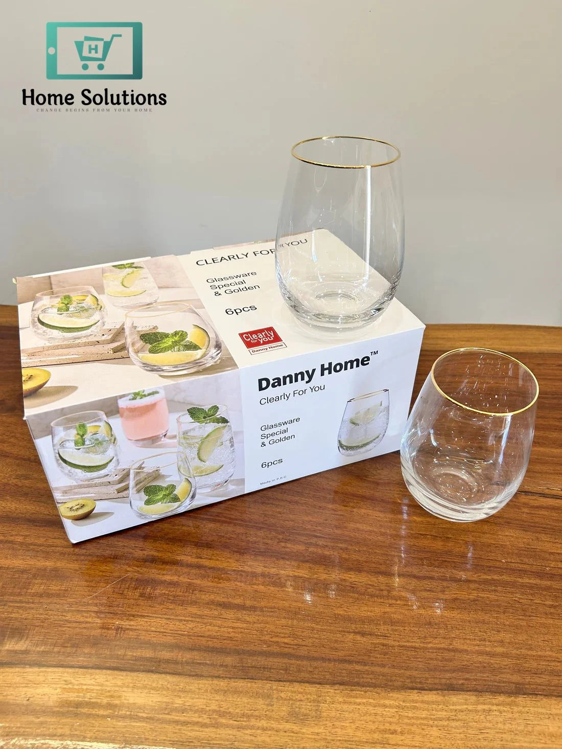 Danny Home Regal Golden Bar Glass Set 6Pcs (450ml)