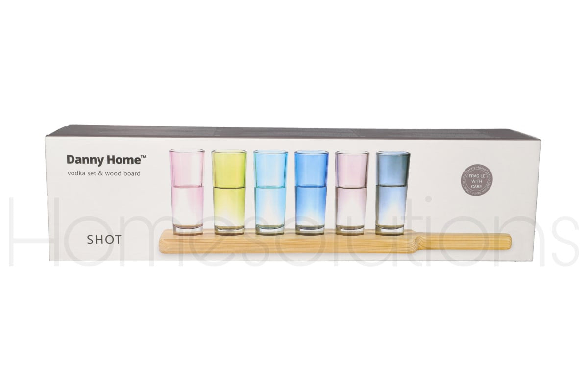 Danny Home Multi Color Glass Shot with Serving Tray