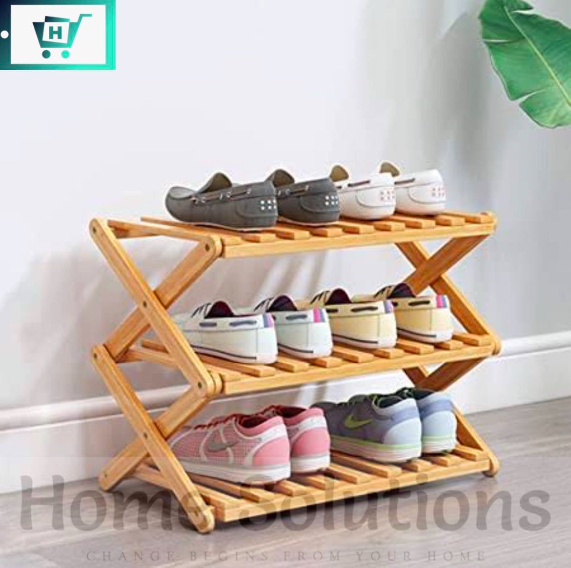 Wooden Foldable Shoe rack - 3 Layer