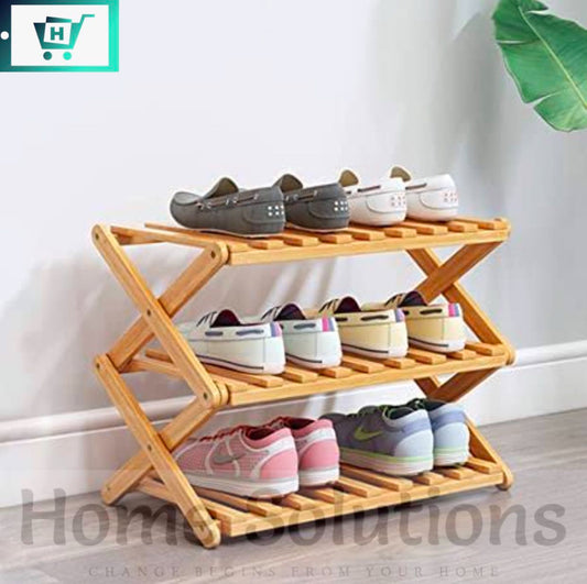 Wooden Foldable Shoe rack - 3 Layer