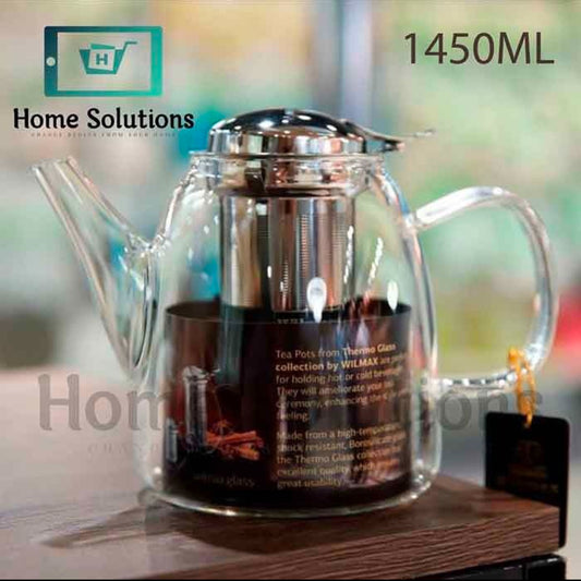 WILMAX Fire Proof Glass Kettle with Stainless Steel Infuser