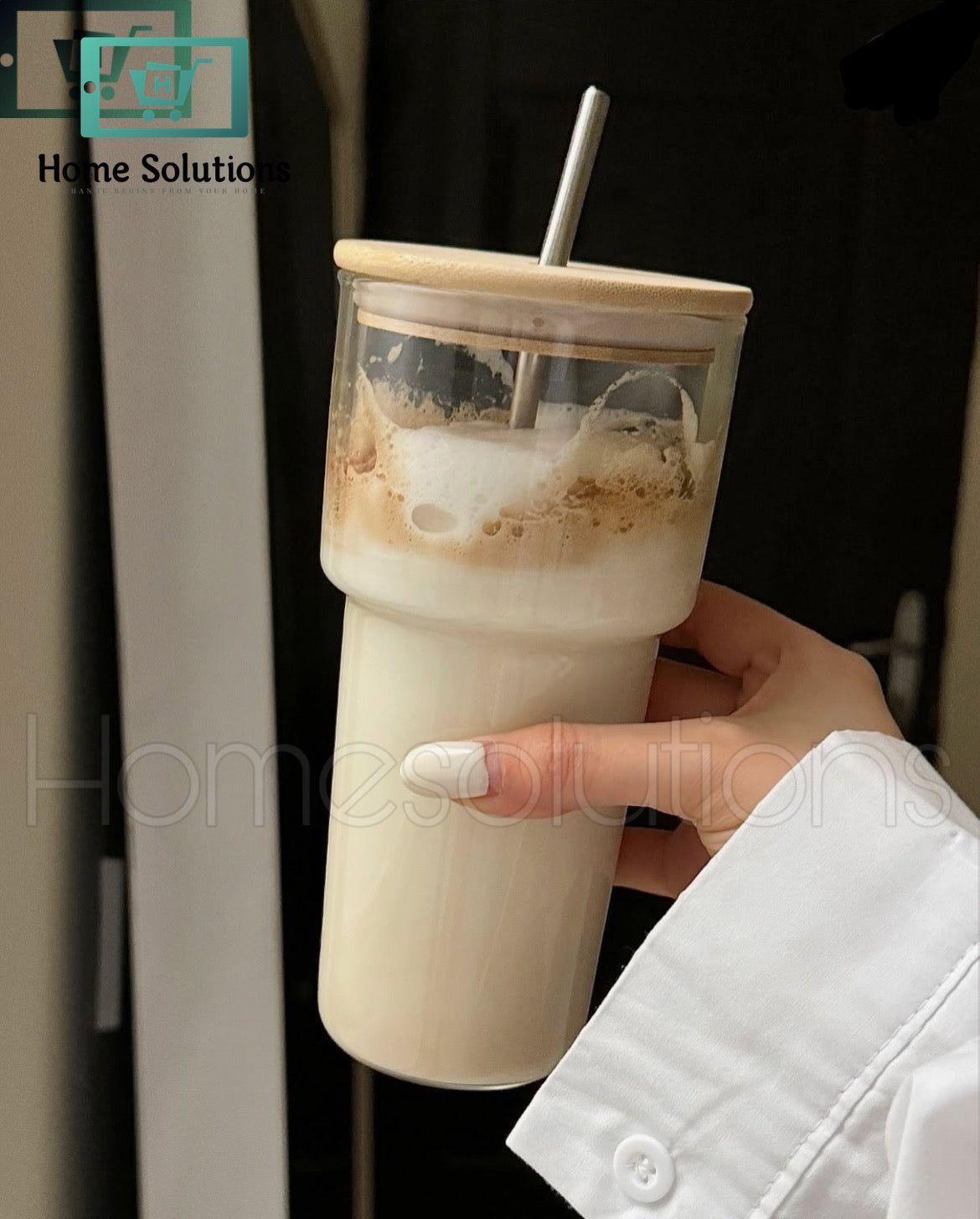 Origami Iced Tea Glass With Stainless Steel Straw