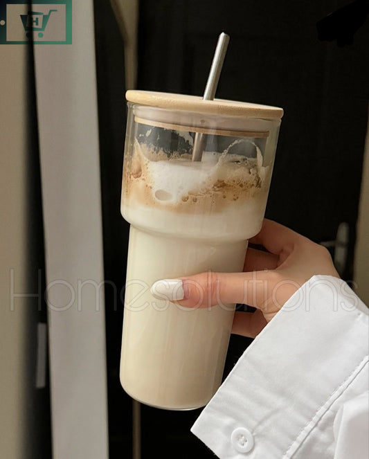 Origami Iced Tea Glass With Stainless Steel Straw