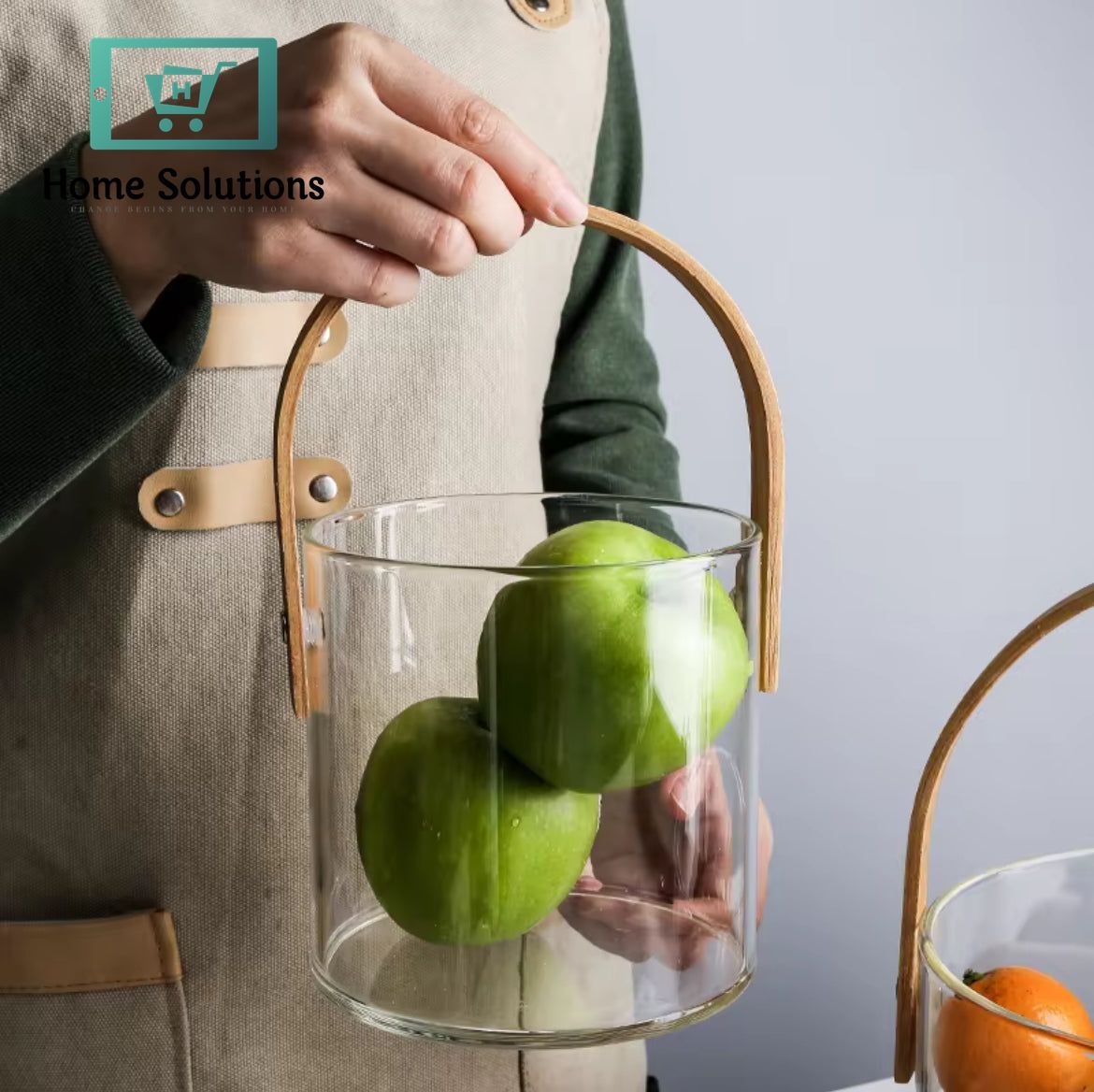 Premium Quality Multipurpose Glass Bucket with Wooden Handle