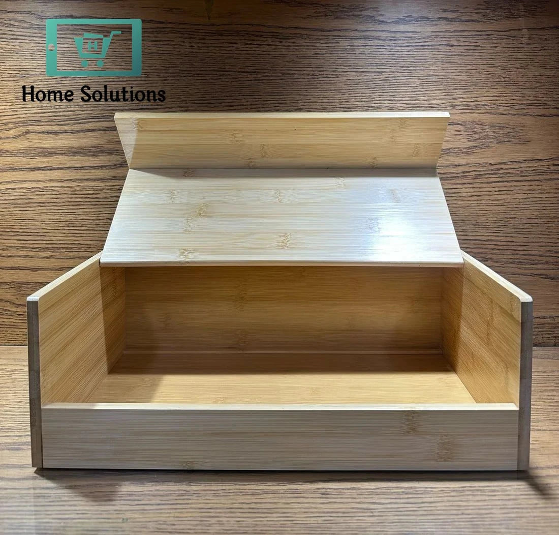 Natural Bamboo Bread Box with Matching Bamboo Lid