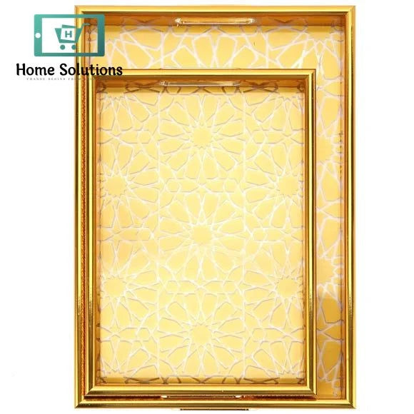 2-Piece Arabic Style Acrylic Tray Set – Gold-Plated Elegant Finish