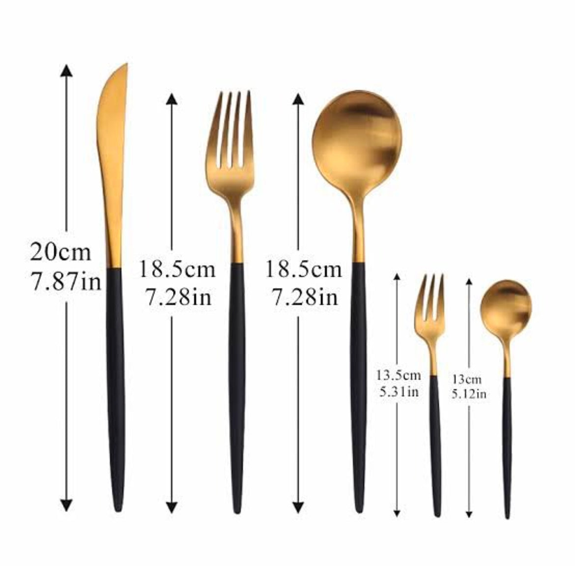 24 Piece Portuguese Cutlery Set - Black & Gold