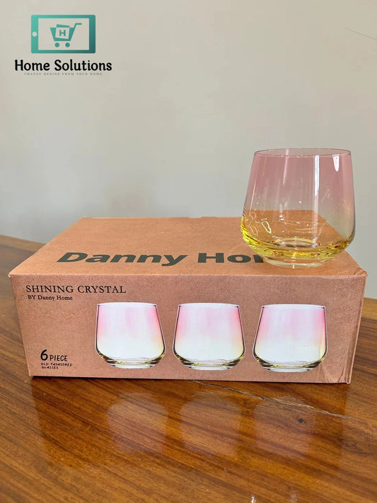 Danny Home Supreme Shining Crystal Multicolour Glass Set 6Pcs (360ml)