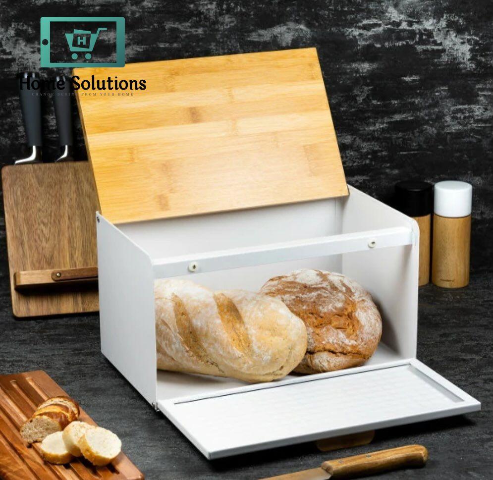 Hausroland Stainless Steel & Wooden Bread Box