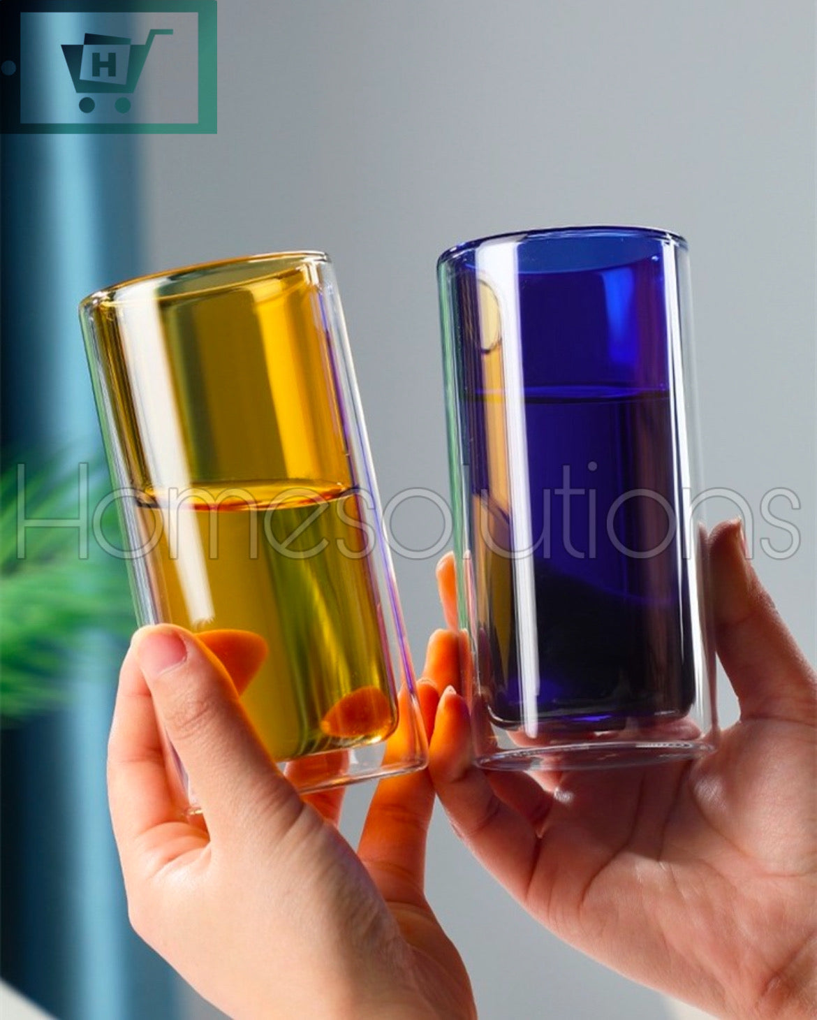 Colorful Double Wall Cylindrical Glass - 400ml