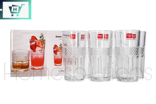 Detroit Highball Tumbler with Crystal Cuts Set of 6