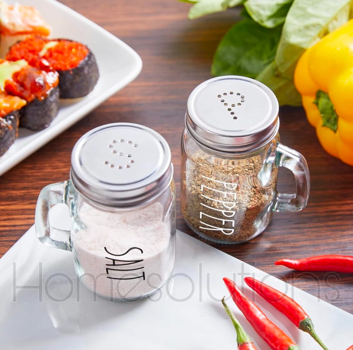 Mason Jar Style Salt & Pepper Shaker Set