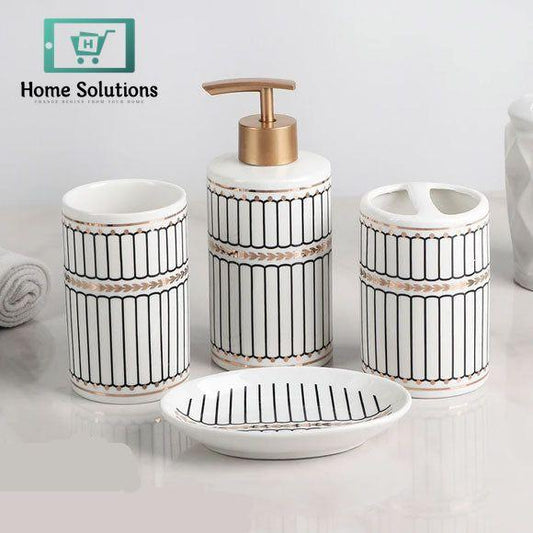 Elegant Ceramic 4-Piece Bathroom Accessory Set – White