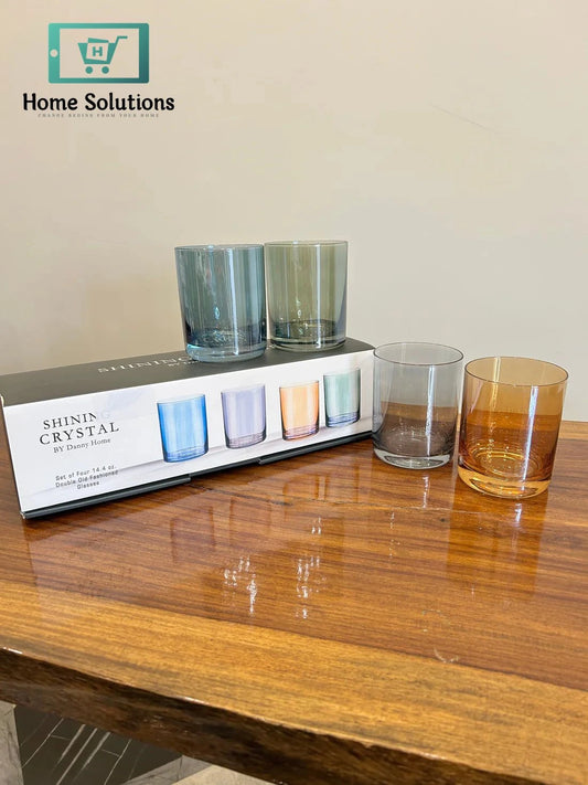 Danny Home Multicolour Glass Set – 4 Piece Drinkware Collection (410ml)