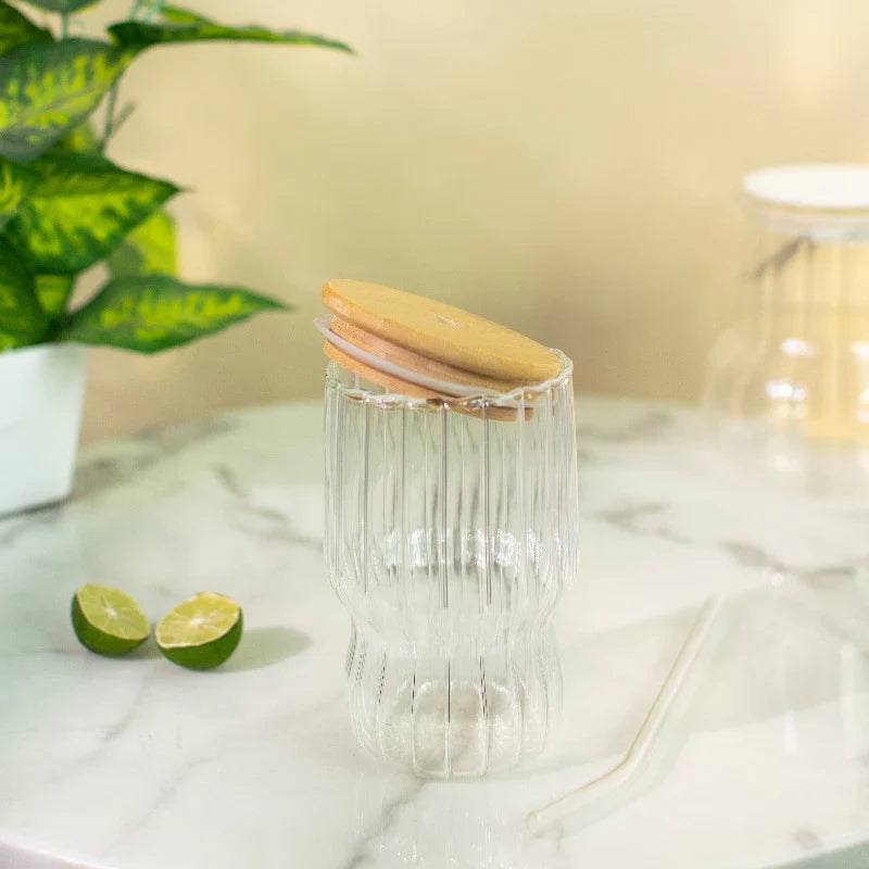 Straw Glass With Lid