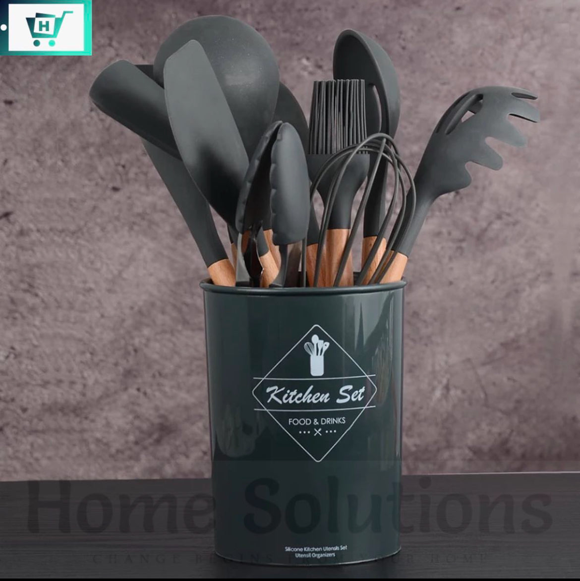 Silicon Spoon/Utensil Set with Bucket