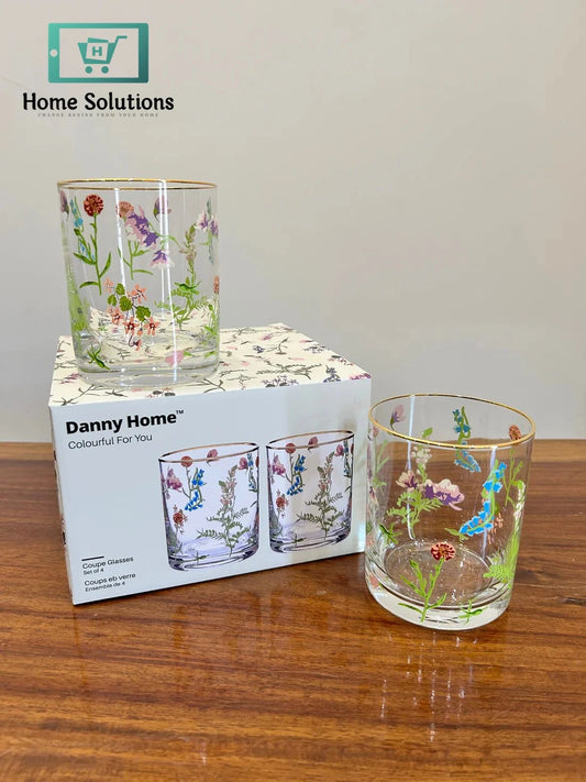 Danny Home Floral Elegance Short Glass Set 4Pcs (410ml)