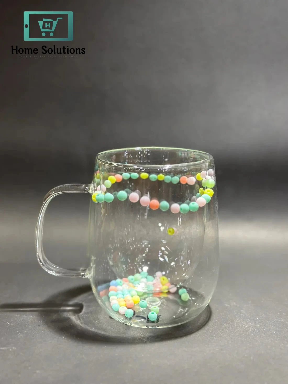 Elegant Double Wall Glass Coffee Mug – Floral Design – 350ml