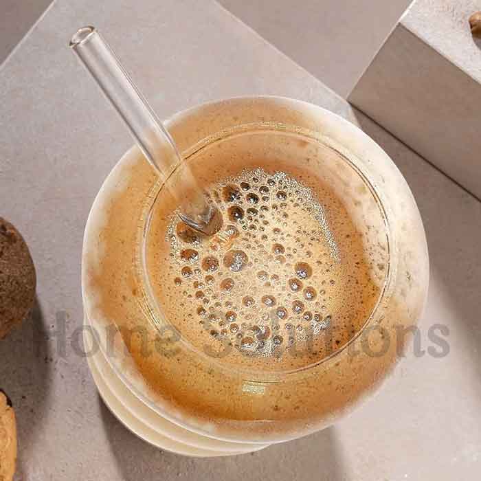 Caterpillar Coffee Glass With Straw