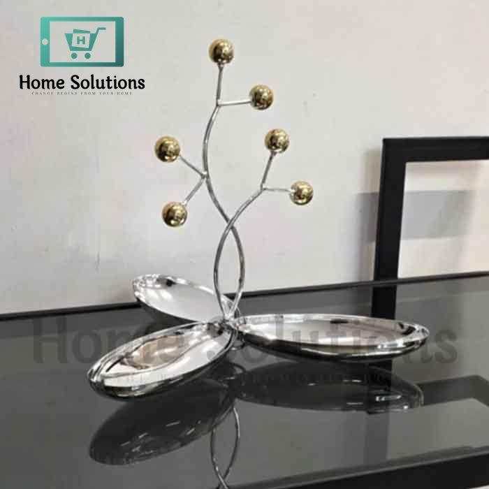 Elegant Metal Tree Dryfruit Serving Dish with 3 Compartment