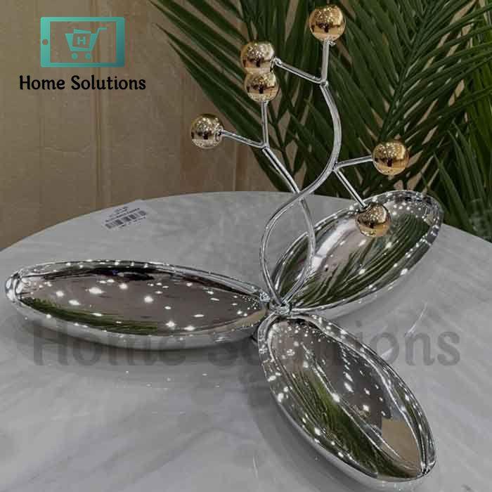Elegant Metal Tree Dryfruit Serving Dish with 3 Compartment