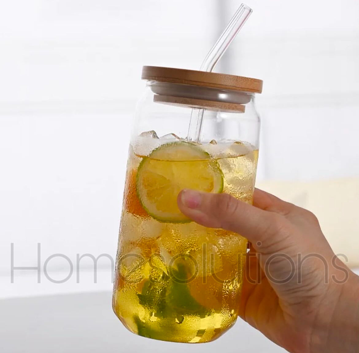 Ice Tea Glass with Glass Straw - 500ml