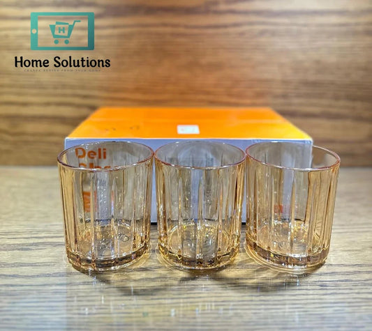 Luxury Textured Glass Set – Golden & Smoke Finish – Set of 6