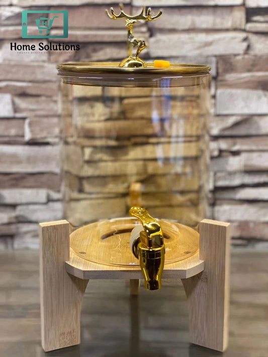3.6L Glass Beverage Dispenser with Golden Tap – Elegant Clear Juice Server