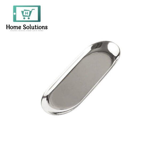Stainless Steel Oval Decorative Tray – Long Silver Finish