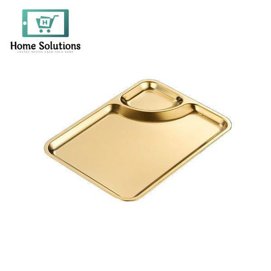 Golden Steel Chip & Dip Dish – Elegant Serveware Bowl