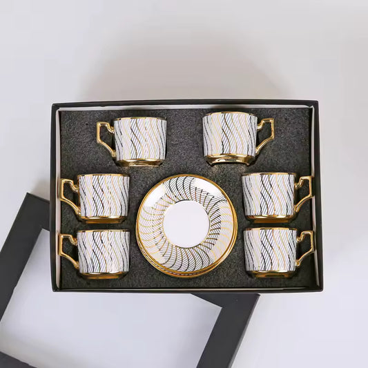 Elegant Cup & Saucer Set – 12 Pieces for Tea & Coffee Serving