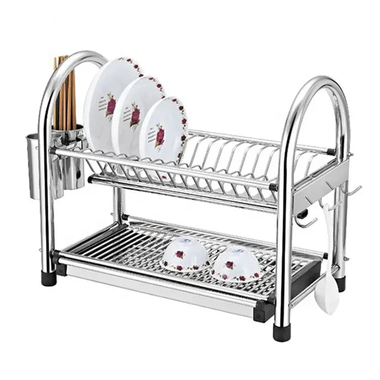 Modern 2 Tier Stainless Steel Plate Rack