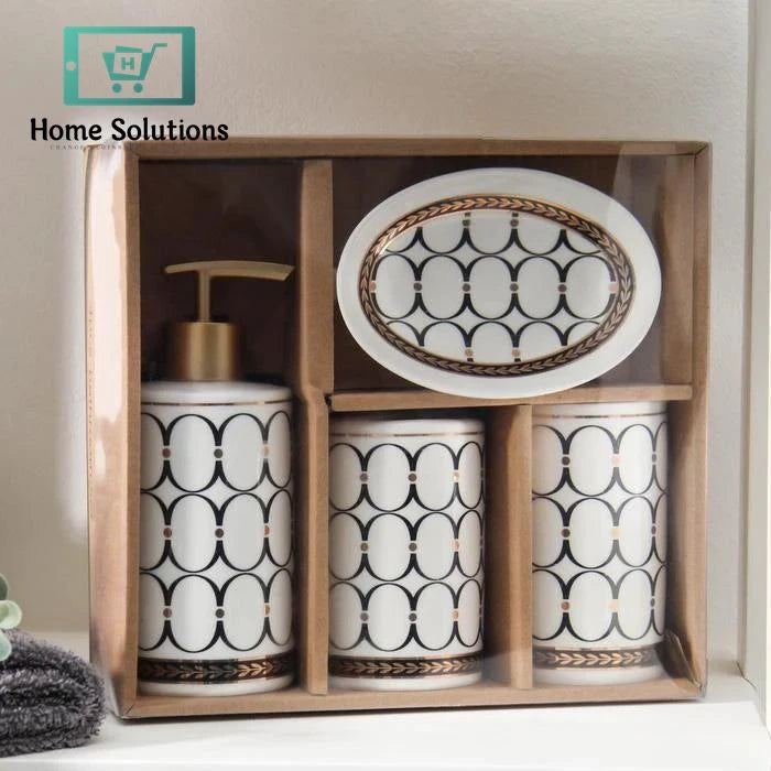 Luxury White Ceramic Bathroom Set 4-Piece Accessories