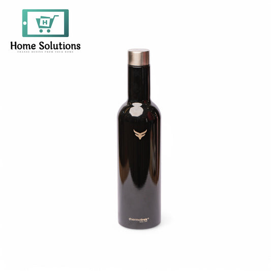 Thermotrek Stainless Steel Insulated Water Bottle with Screw-On Cap - 25.4 oz (750ml), Glossy Black