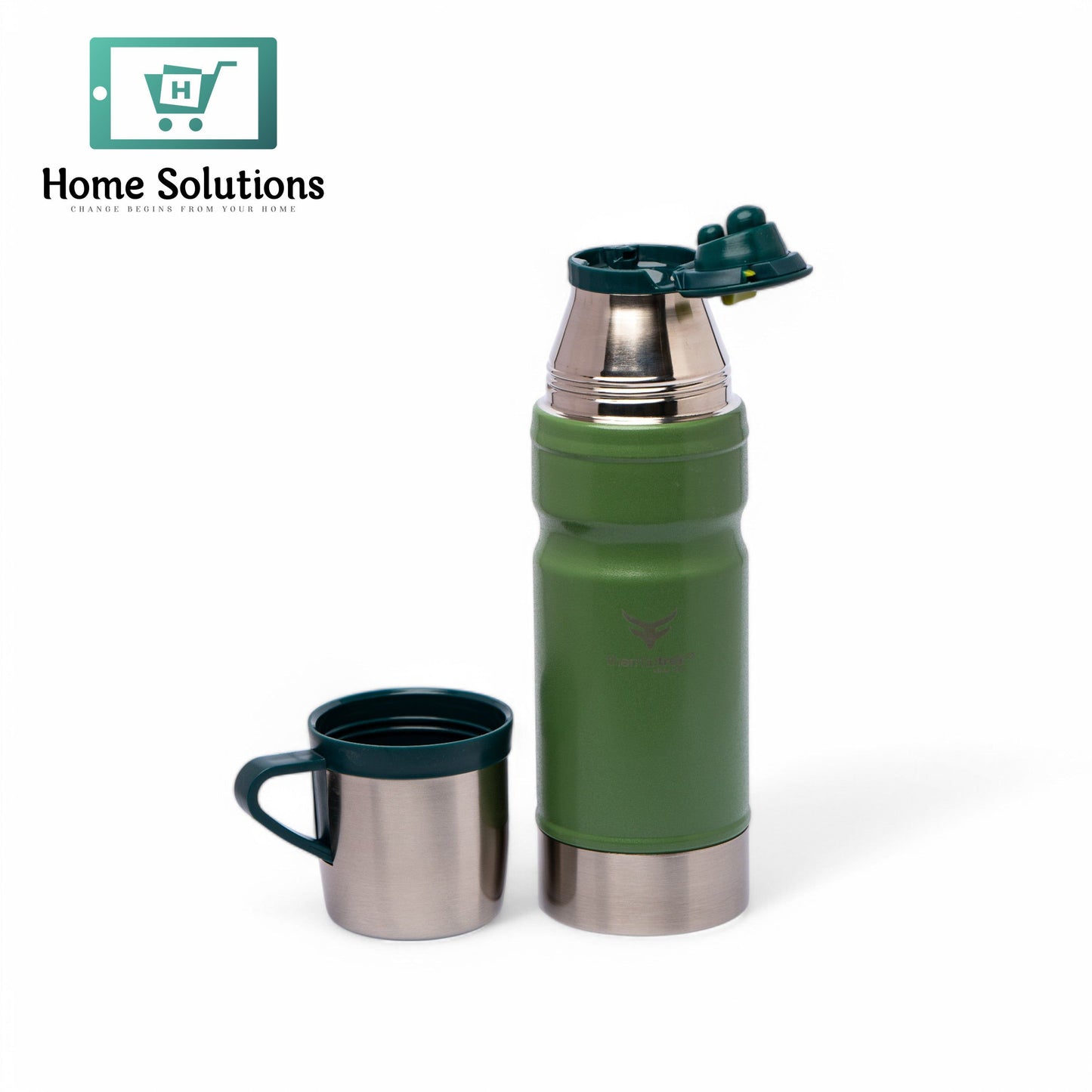 Stainless Steel Insulated Water Bottle with Screw-On Cap - 23 oz (680ml), Dark Green